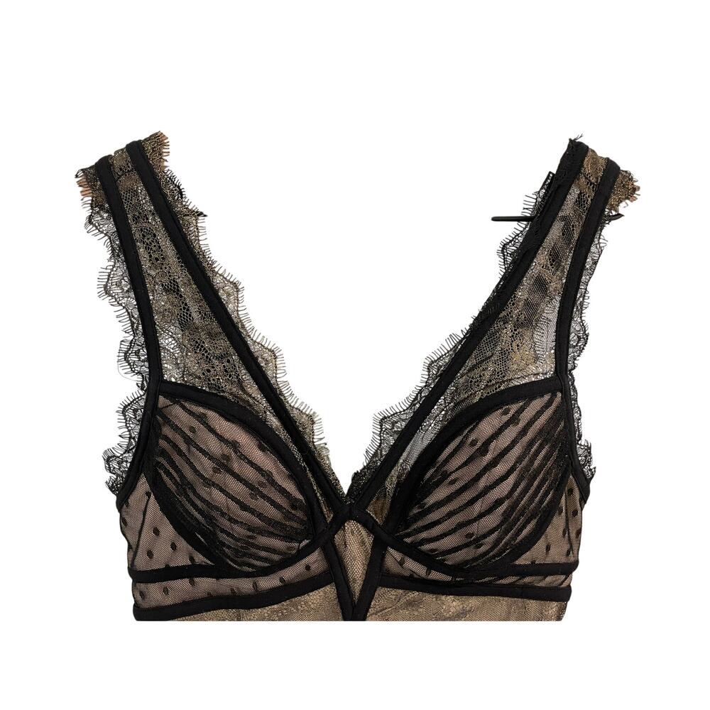 VTG Y2K Black Lace Bebe Bodysuit Womens M - Picture 3 of 11